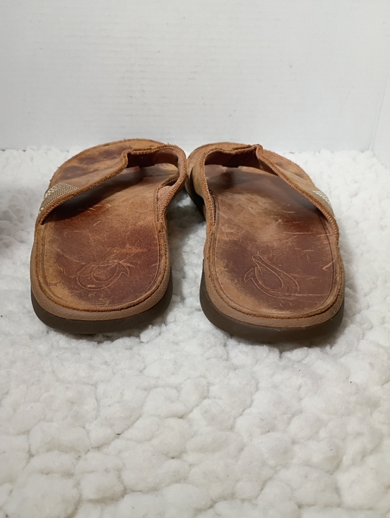 OluKai Tauhine Sandals Mens 13 Brown Leather Flip Flops Comfort Beach main image 5